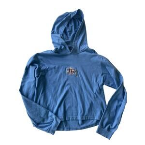 Stussy Holographic Logo Hoodie Light Blue Size Large